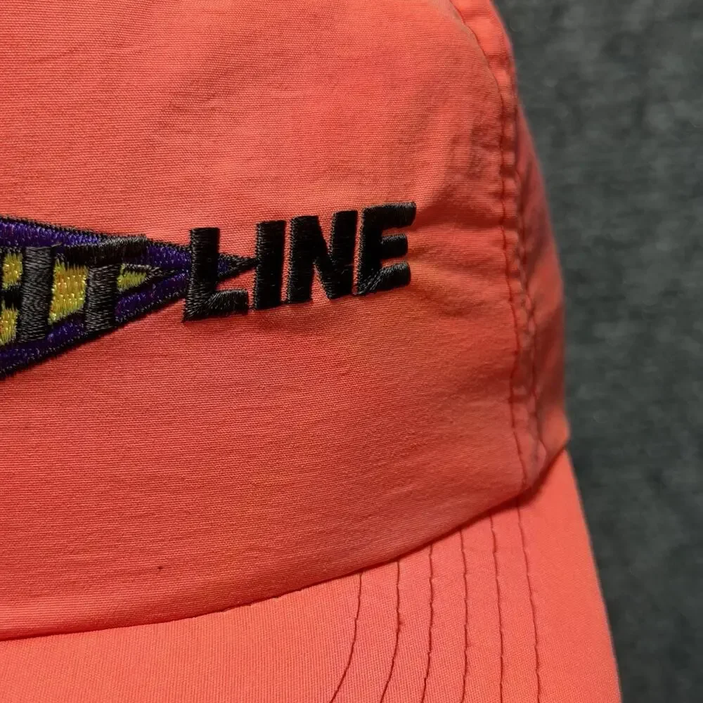 Vintage 90’s Nylon Neon Orange SnapBack Trucker Hat Team Straight Line OSFA